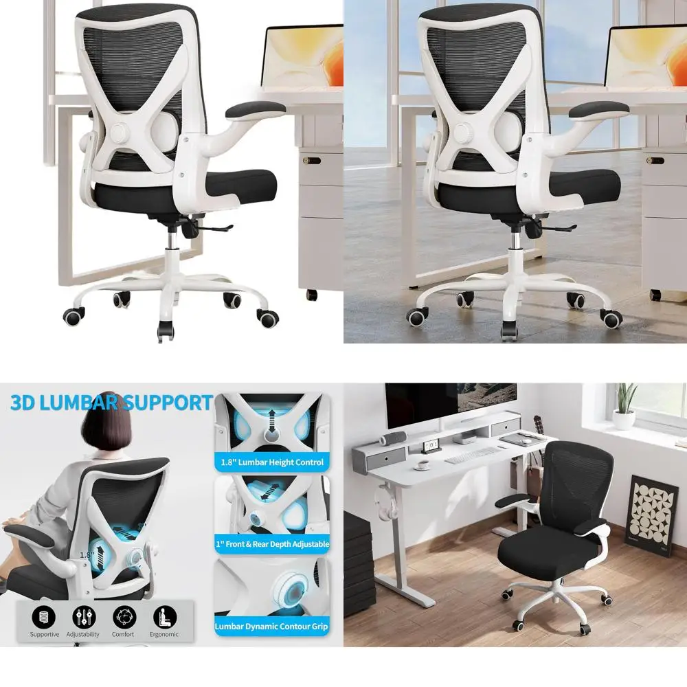 

Эргономичное офисное кресло с высокой спинкой и регулируемой поясничной опорой, удобное для длительных часов игр или работы (белый и Bl)