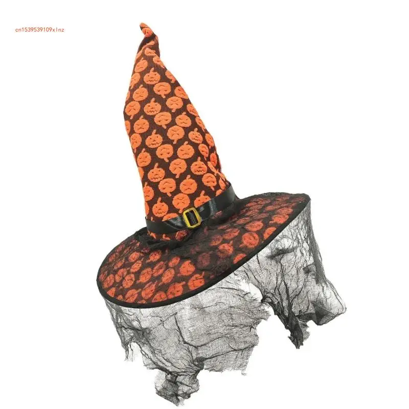 Retro Witch Hat Party Accessory Unique Pumpkin Cobweb Wizard Hat Fashion Accessory