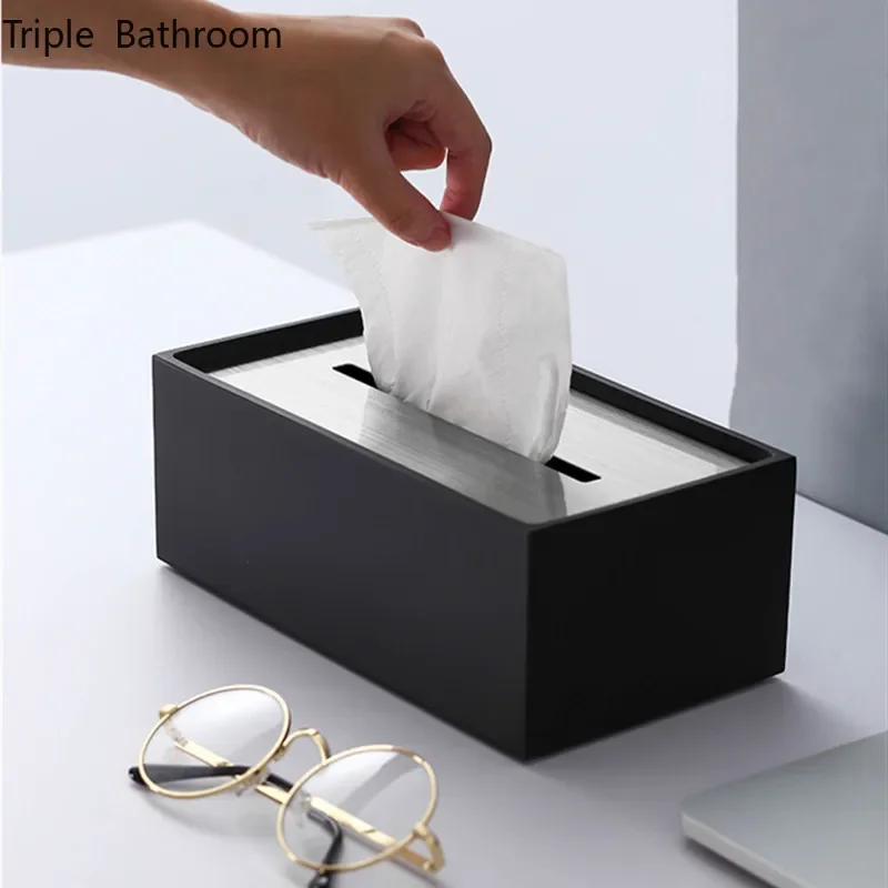 Light Luxury Resin Tissue Boxs Living Room Bedroom Desktop Tissue Holder Bathroom Draw Paper Storage Box Household Accessories