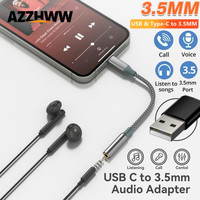 USB & Type-C to Aux Audio Cable Type C & USB to 3.5mm Female Headphone Jack Adapter for Laptop iPad MacBook Headphones Speakers