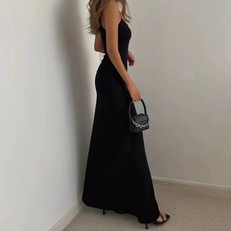 Woman Spring Summer Style Bodycon Dress Female Sexy Sleeveless Spaghetti Strap Split Sheath Dress Vestidos