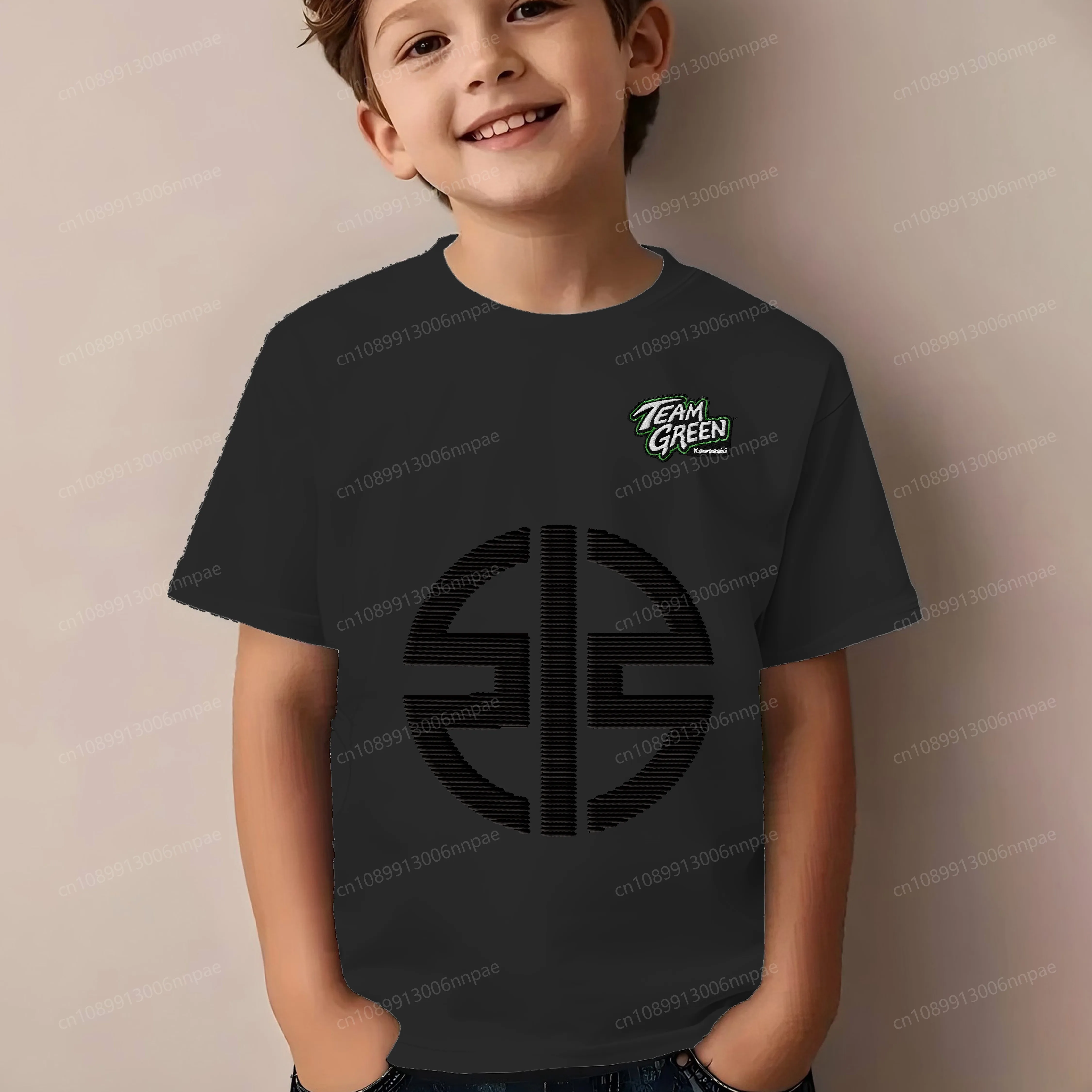 

Sports T-shirts for Boys Embroidery Kawasaki 3D Printing Pure Cotton Boy Clothes Top Children Summer Texture T-shirt 2025 Kids