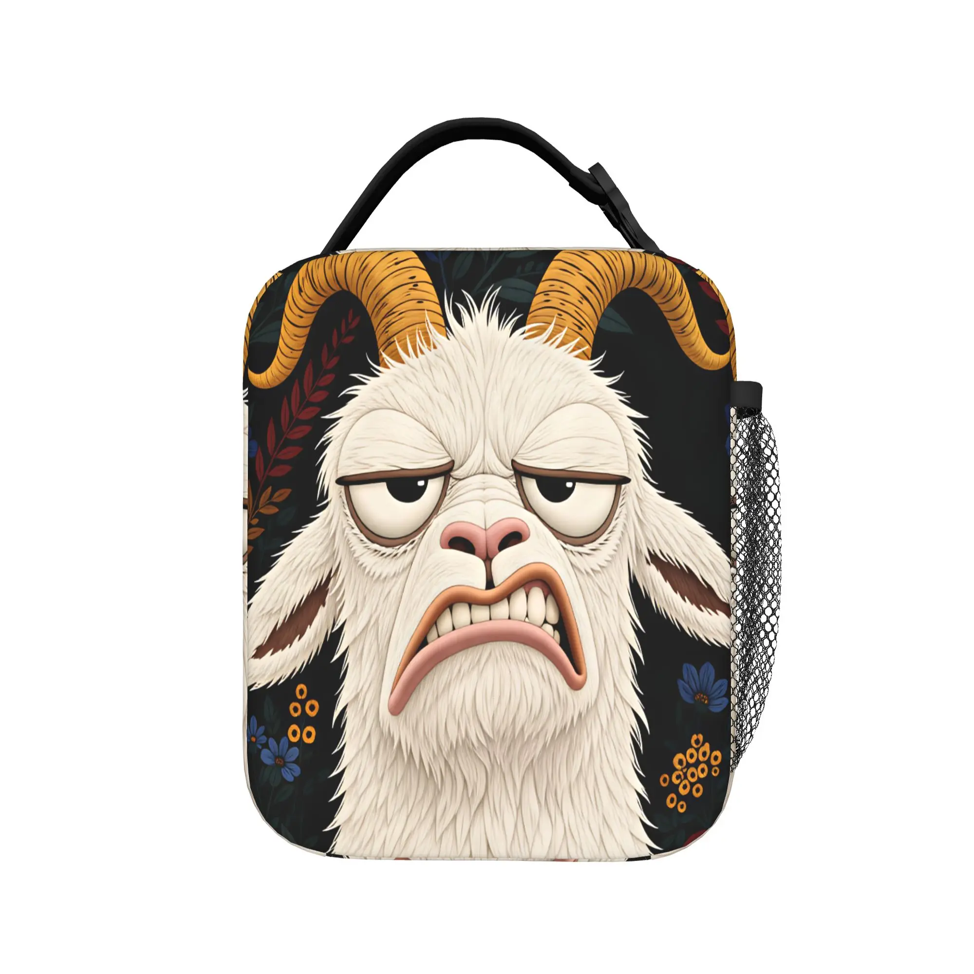 Screaming Goat  Lunch Bag  Travel Lunch Box For Unisex Funny Print Thermal Tote Handbags Oxford Portable Zipper Cooler Bag
