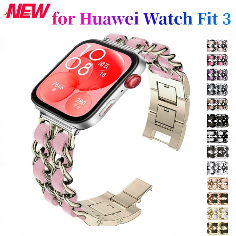 

Metal Link Bracelet Strap For Huawei Watch Fit 3 Band Stainless Steel Women Replacement Wristband For Huawei Watch Fit 3 Correa