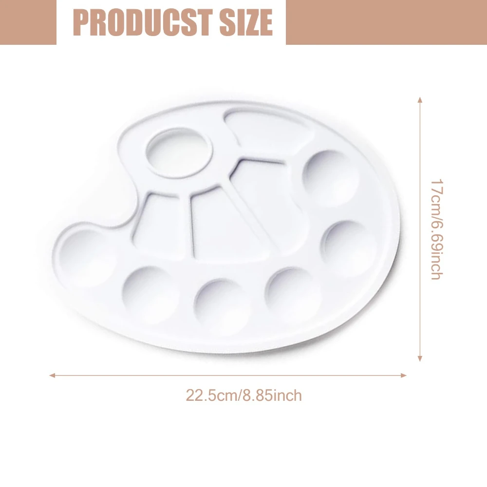 10 Well White Round Paint Plastic Palette for Watercolor Acrylic and Oil DIY Craft Professional Art Painting with Finger Hole