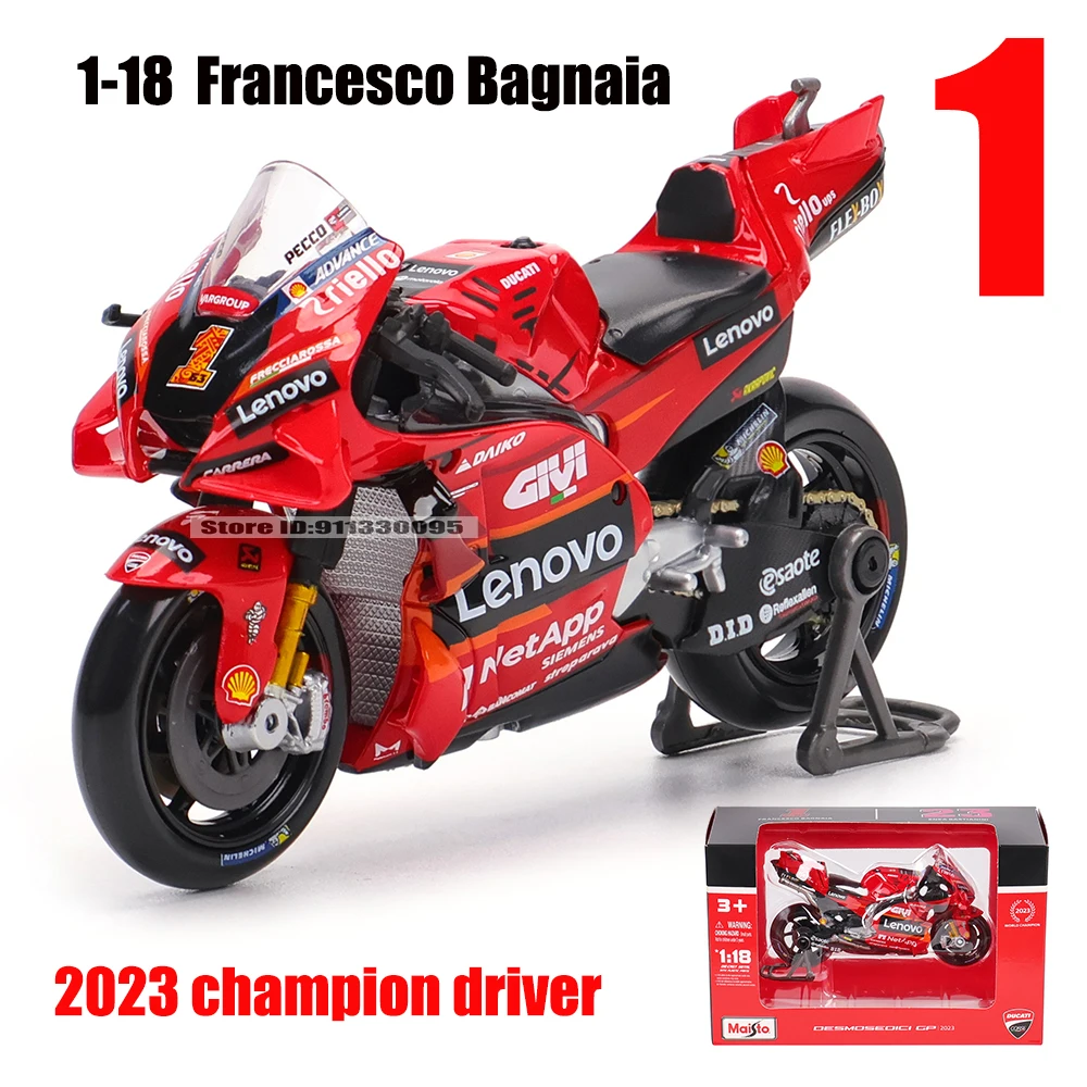 Maisto 1:18 2023 Ducati Lenovo Team #1 Bagnaia Champion driver Moto GP Racing casting alloy motorcycle Model collection gift toy