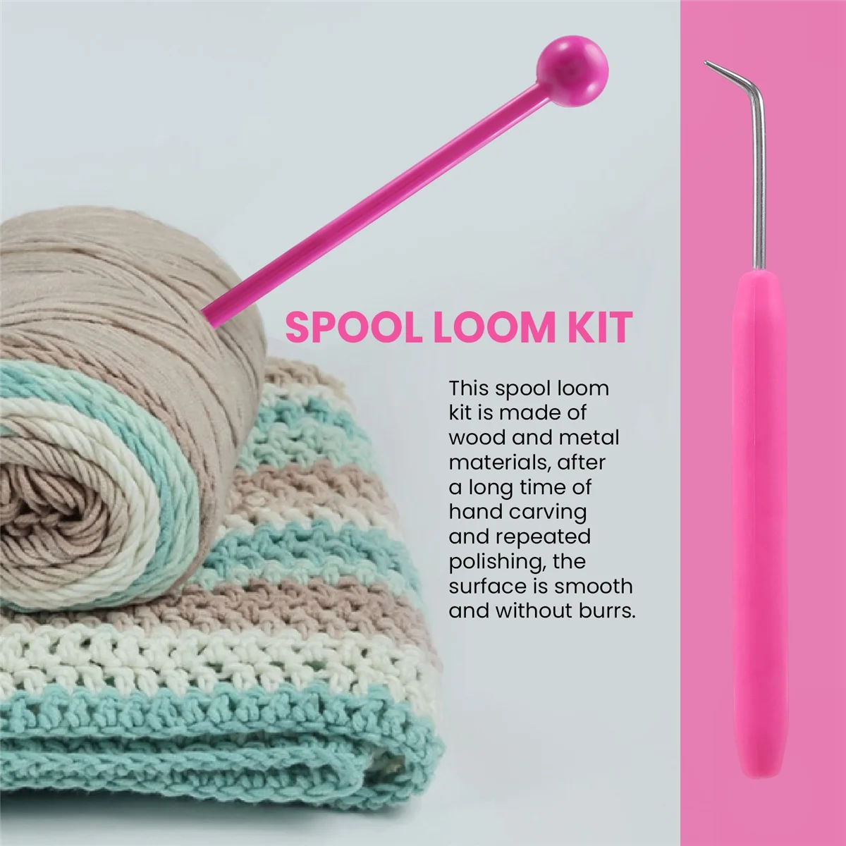 ACKOR Французский вязальный инструмент, 2 шт., набор деревянных вязальных тележек, катушка, вязальная кукла, вязальный ткацкий станок, игрушка для изготовления браслетов и т. д.