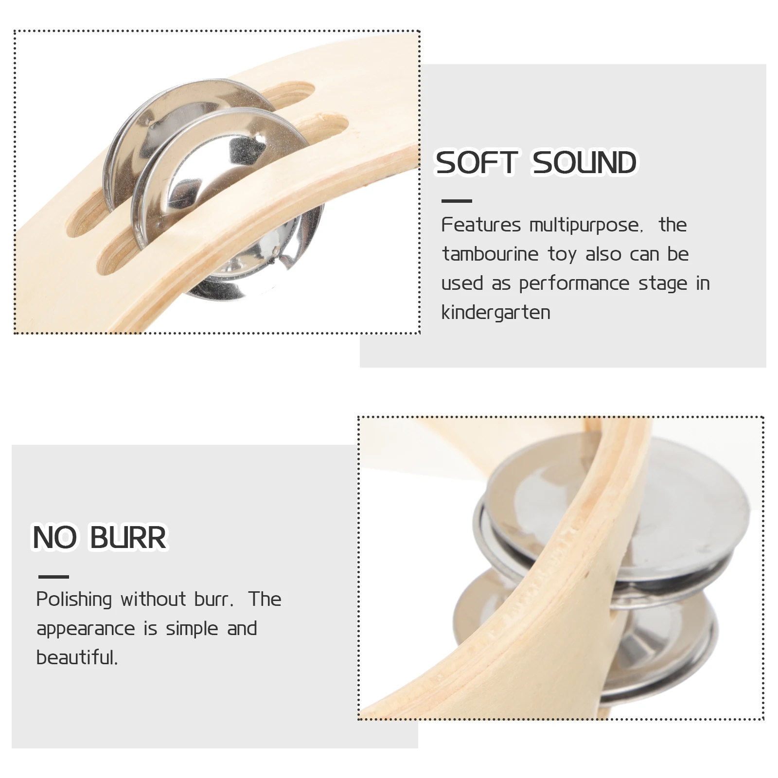 

2Pcs Wooden Double layer Tambourine Circle Lightweight Kids Musical Instruments Toys Performance Kindergarten Music Playthings
