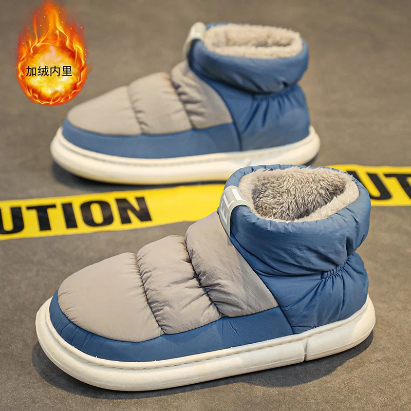 

Зимние ботинки для мужчин и женщин, зима 2025 года, новые плюшевые толстые удобные хлопковые туфли для влюбленных, водонепроницаемая нескользящая уличная повседневная обувь на плоской подошве