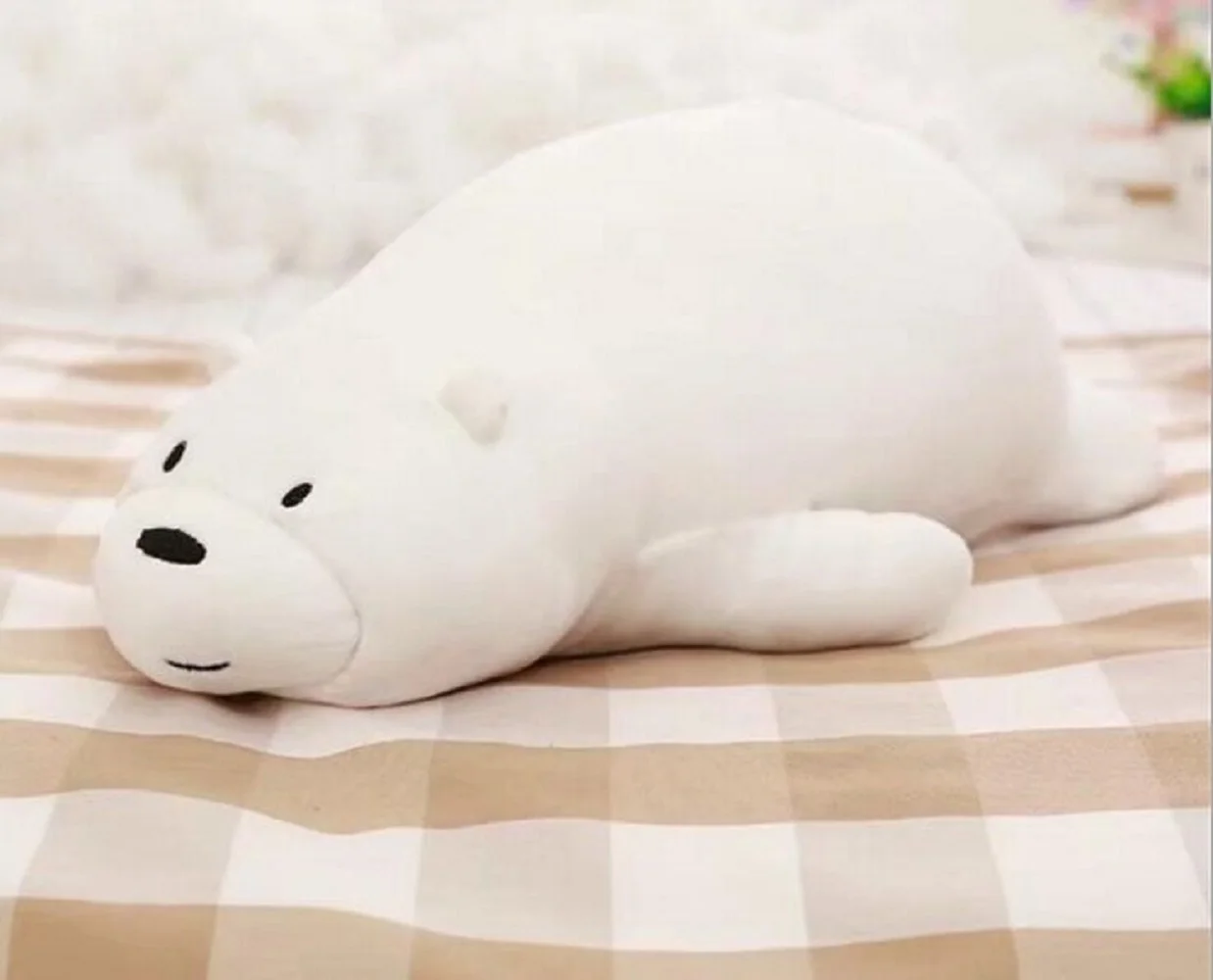 70cm Middle Cute Plush White Bear Toy Soft Lying Bear Pillow Doll Gift - Stuffed Animal for Hugging And Snuggling