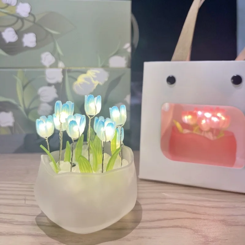Pumpkin Cup Tulip DIY Night Light Romantic Tulip Pumpkin Lamp Creative Atmosphere Light Childrens Day Gift