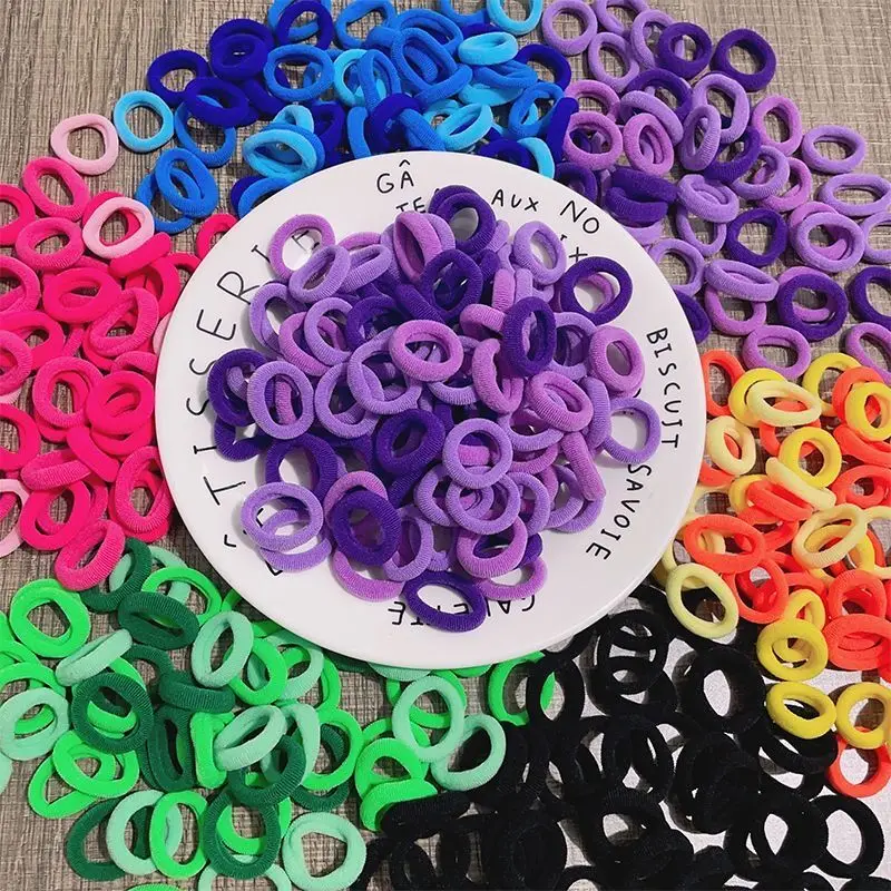 100/300pcs Hair Rubber Bands for Girls Women Small Colorful Basic Nylon Ealstic Ponytail Holder Scrunchie Headwear Accessories