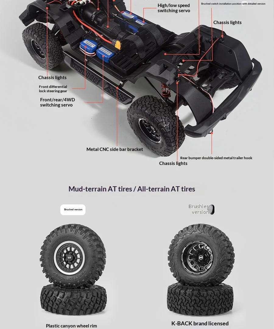 1/8 Scale KM Ford Bronco Raptor crawler with dual-speed transmission