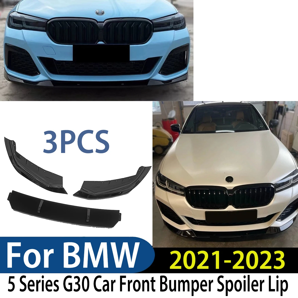 المصد الأمامي للسيارة سبويلر الشفاه الفاصل الناشر لسيارات BMW 5 Series G30 2021 2022 2023 اكسسوارات السيارات تعديل الضبط الخارجي