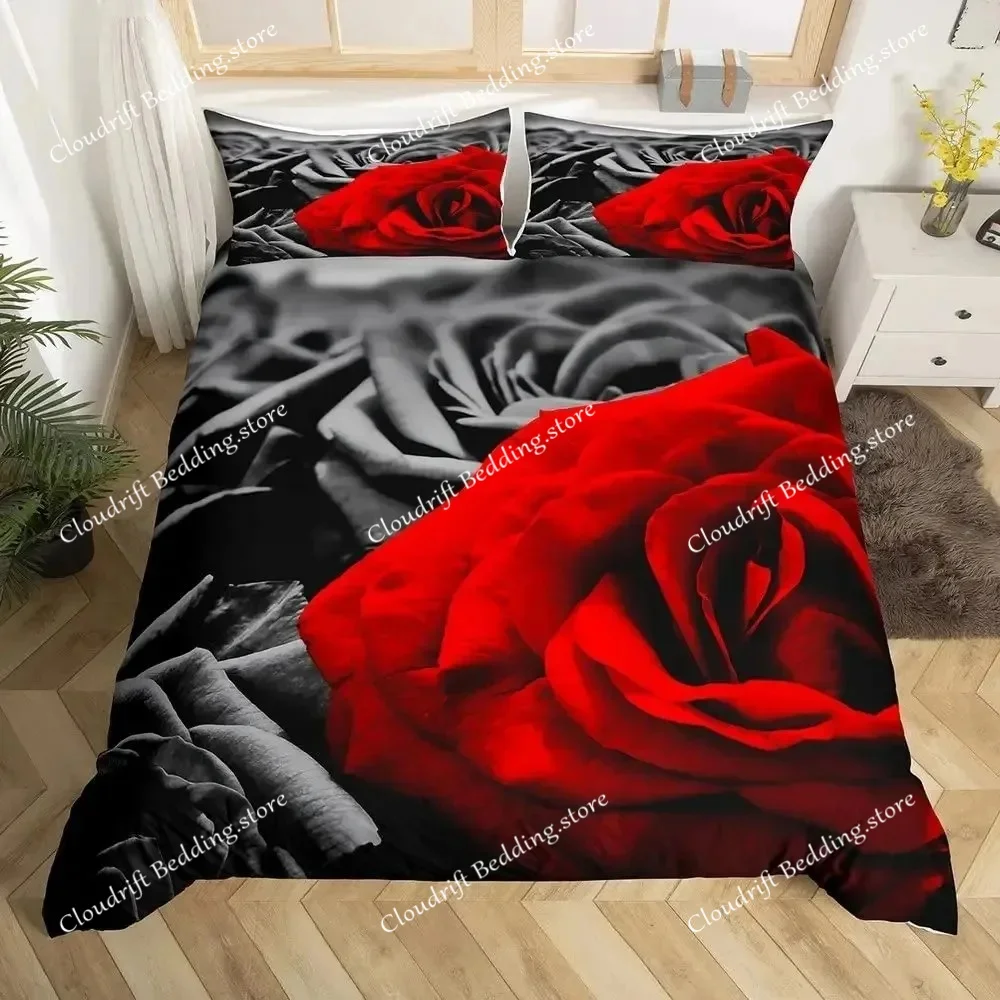 rose-duvet-cover-set-red-rose-floral-bedding-sets-flower-butterfly-comforter-cover-for-women-modern-fashion-marble-quilt-cover