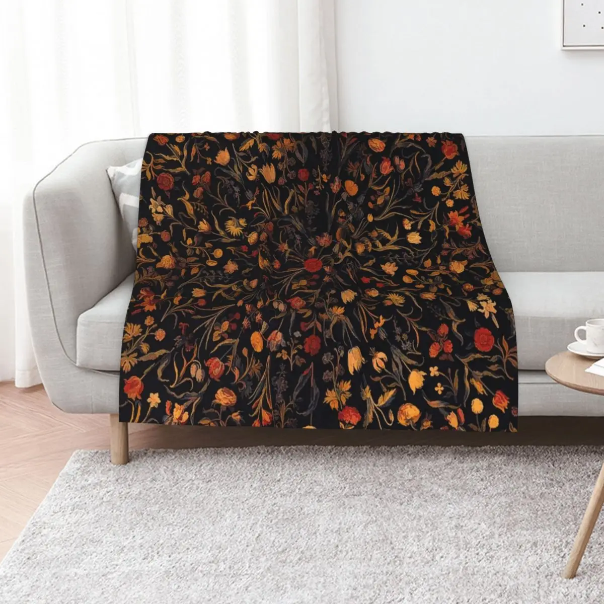 Midnight Floral Throw Blanket Plaid on the sofa Thermal cosplay anime Heavy Soft Comforter Blankets