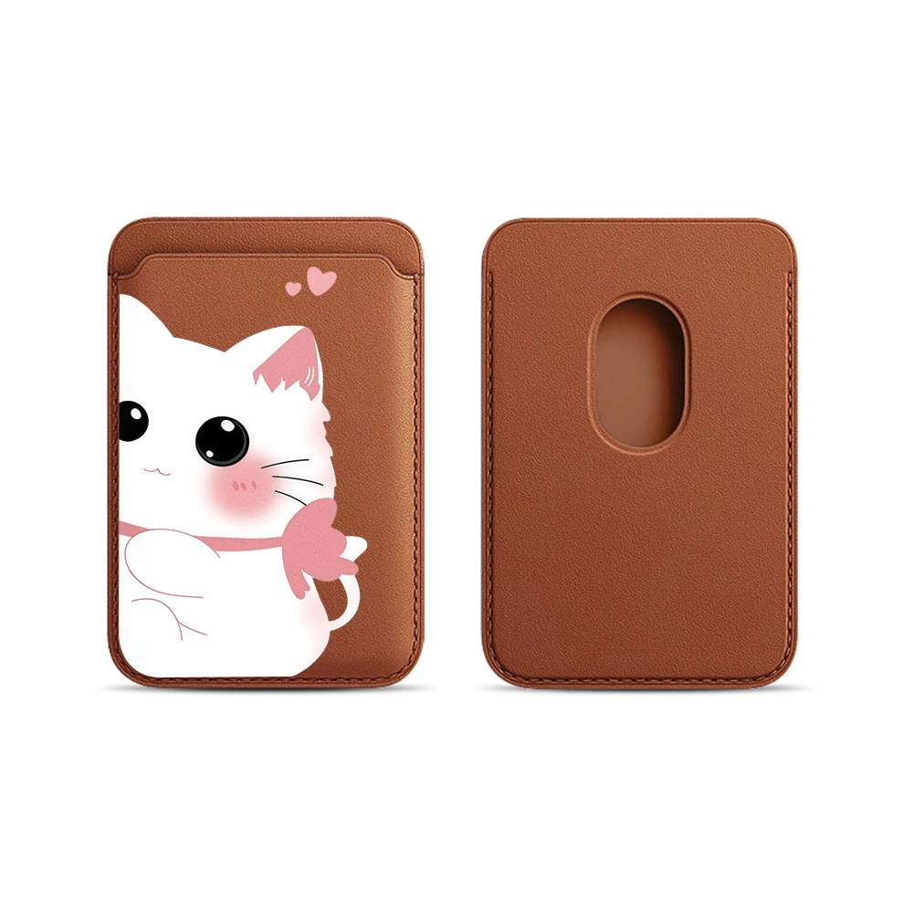 Elegante Katzen-Leder-Kartenhalter-Handyhülle für Magnetische Hüllen, Geeignet für alle iPhone Magsafe-Karten-Handy-Rückseiten-Taschen – Detail 19