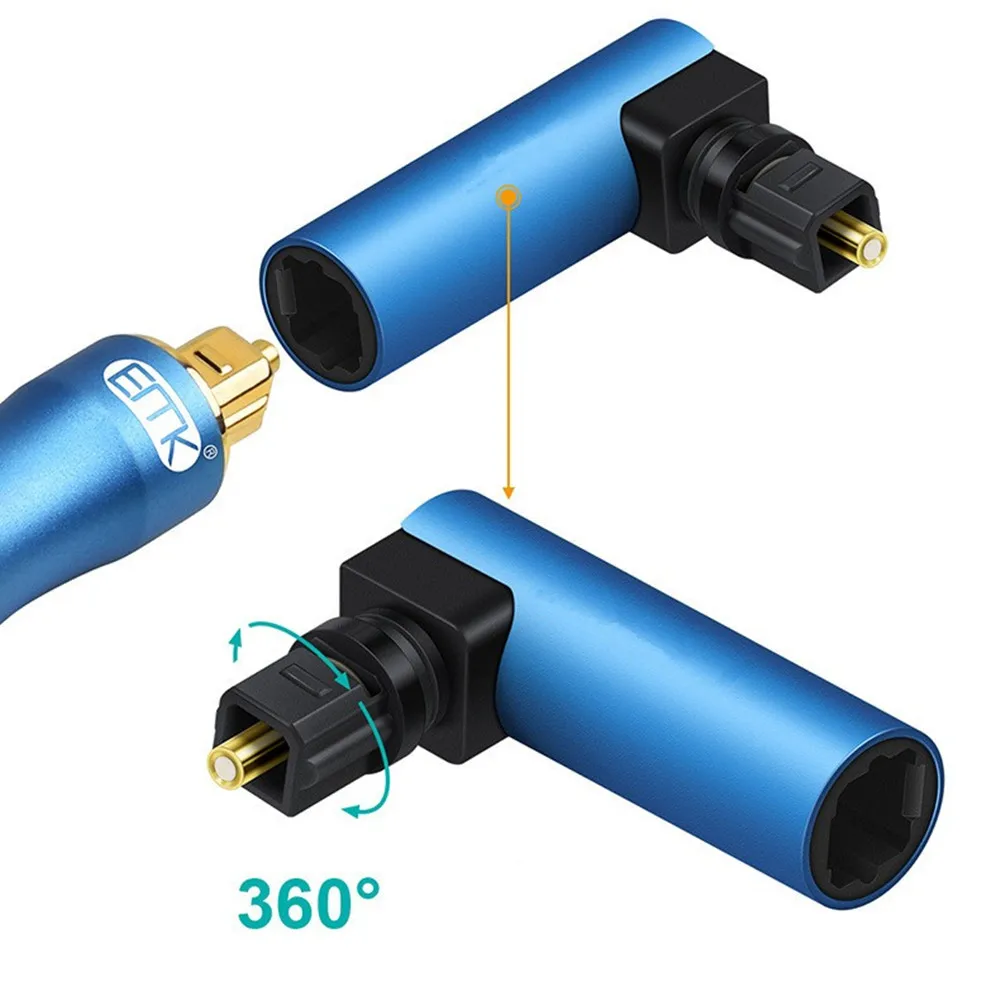 Right Angle Digital Optical Audio Cable  Connectors SPDIF Toslink 90 Degree Fiber Optical Adapter For Speaker Soundbox TV