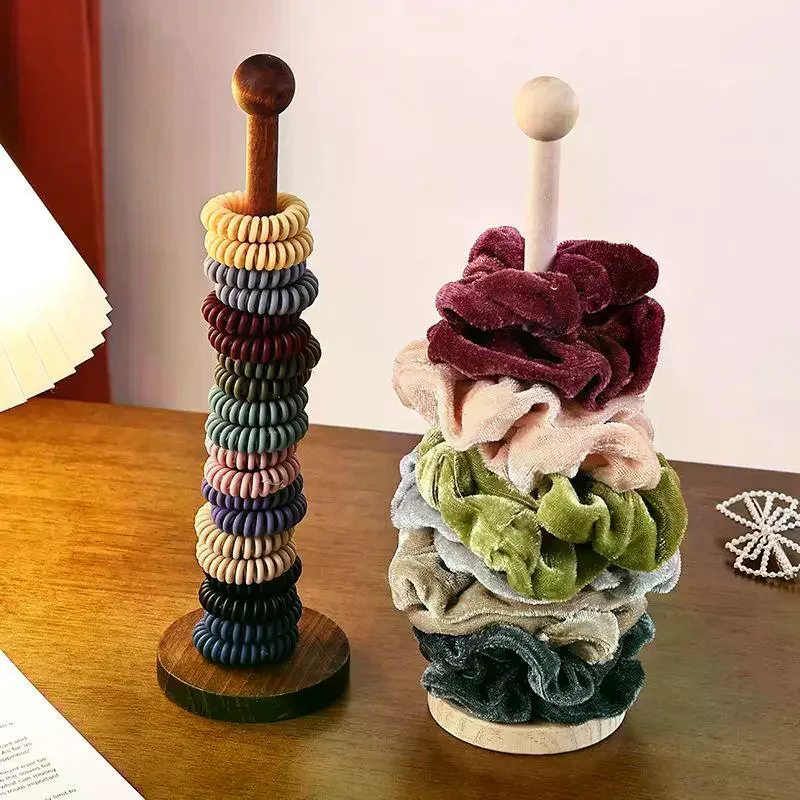 Wooden Hair Band Holder Children Rubber Band Hair Rope Bracelet Storage Rack Display Shelf For Watches Bracelets Scrunchies