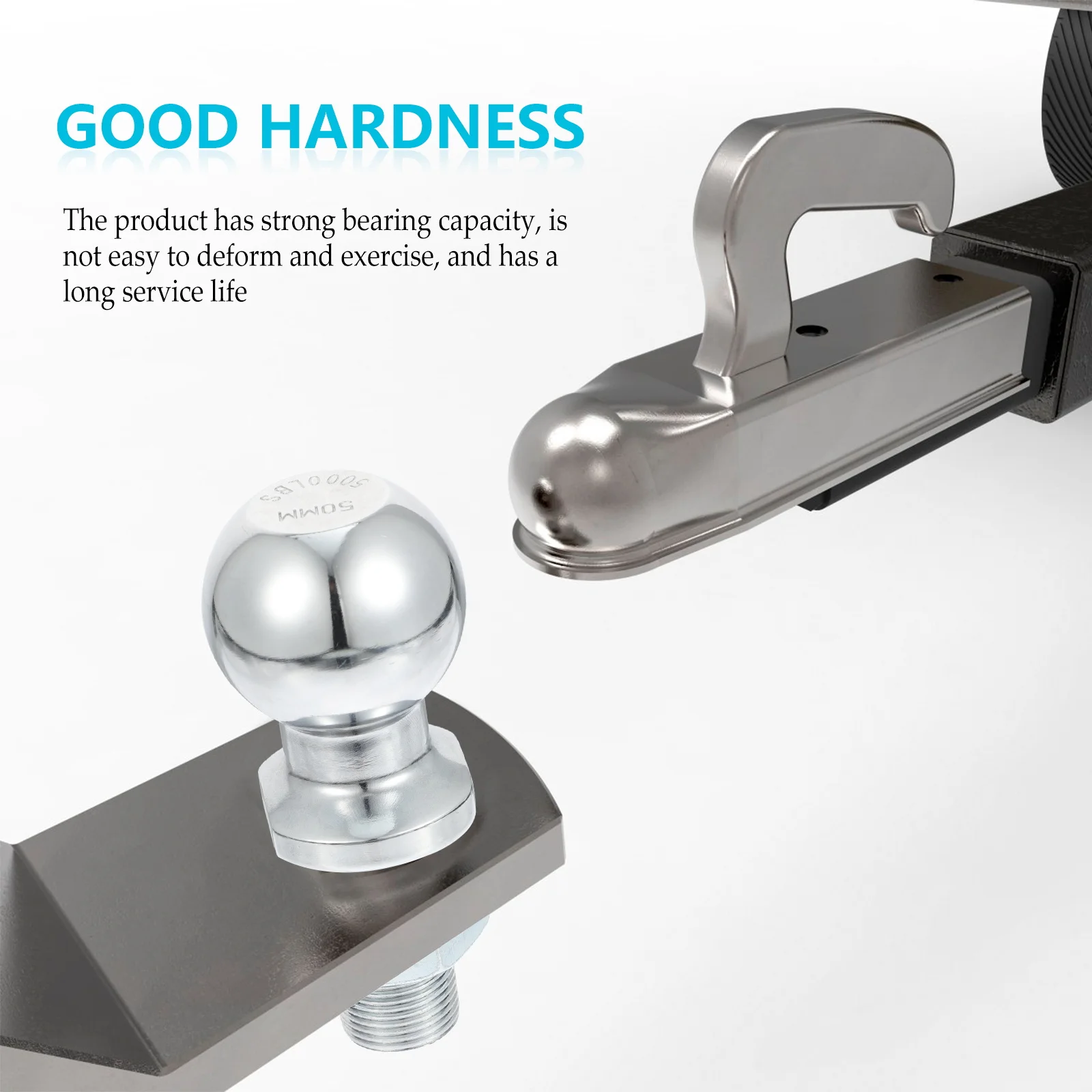 

50mm Trailer Hitch Ball Chrome-Plated Galvanized Towing Accessory Safe Stylish Car Focal Point Trailer Ball Hitch Receiver