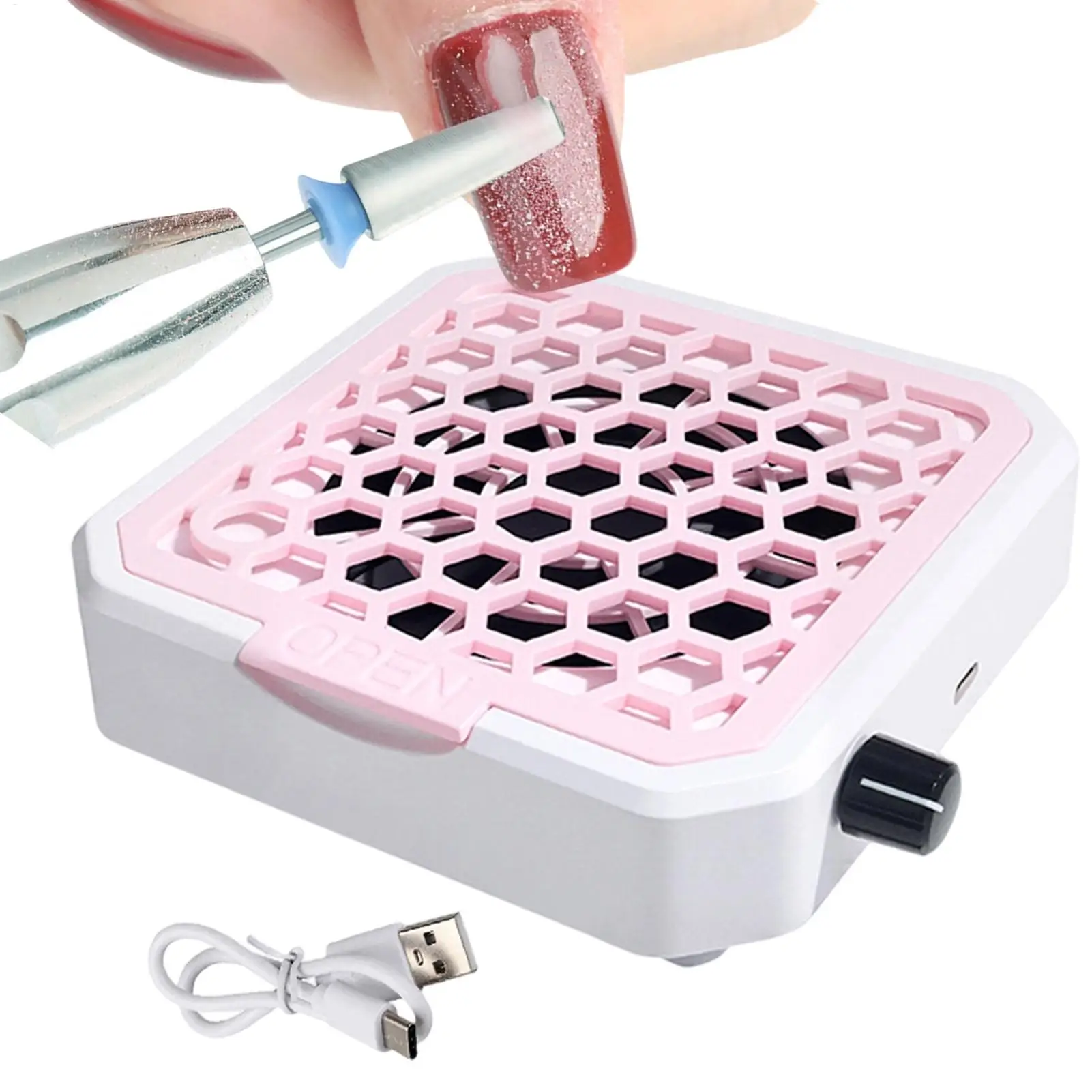 Portable Nail Vacuum Cleaner For Applying Rhinestones And Removing Nail Dust Japanese-style Low-noise Nail Polishing Remover