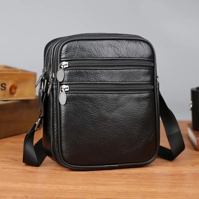 

High Quality Genuine Cow Leather Men's Sling Crossbody Bag Casual Retro Shoulder Waterproof Casual Work Daybag Fashion Phone Bag