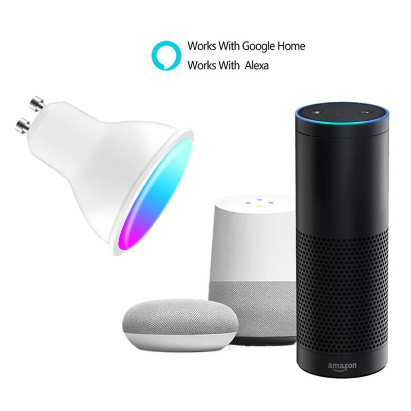 Gu10 Wifiสมาร์ทหลอดไฟLED Spotlight Tuya APPหลอดไฟหรี่แสงได้โคมไฟ 5W RGB CCTควบคุมเสียงทํางานร่วมกับAlexa Google Home