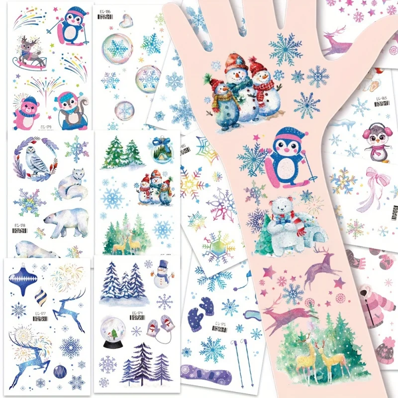 تصاميم ندفة الثلج، رجل الثلج، البطريق والرنة |   مثالي لحفلات العطلات، حشو الجوارب وحقائب الهدايا