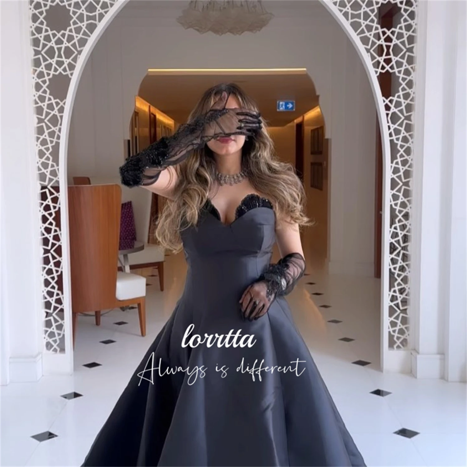 Lorrtta-vestido de noche de satén con purpurina para mujer, elegante vestido de ceremonia, decoración de lujo, 2024