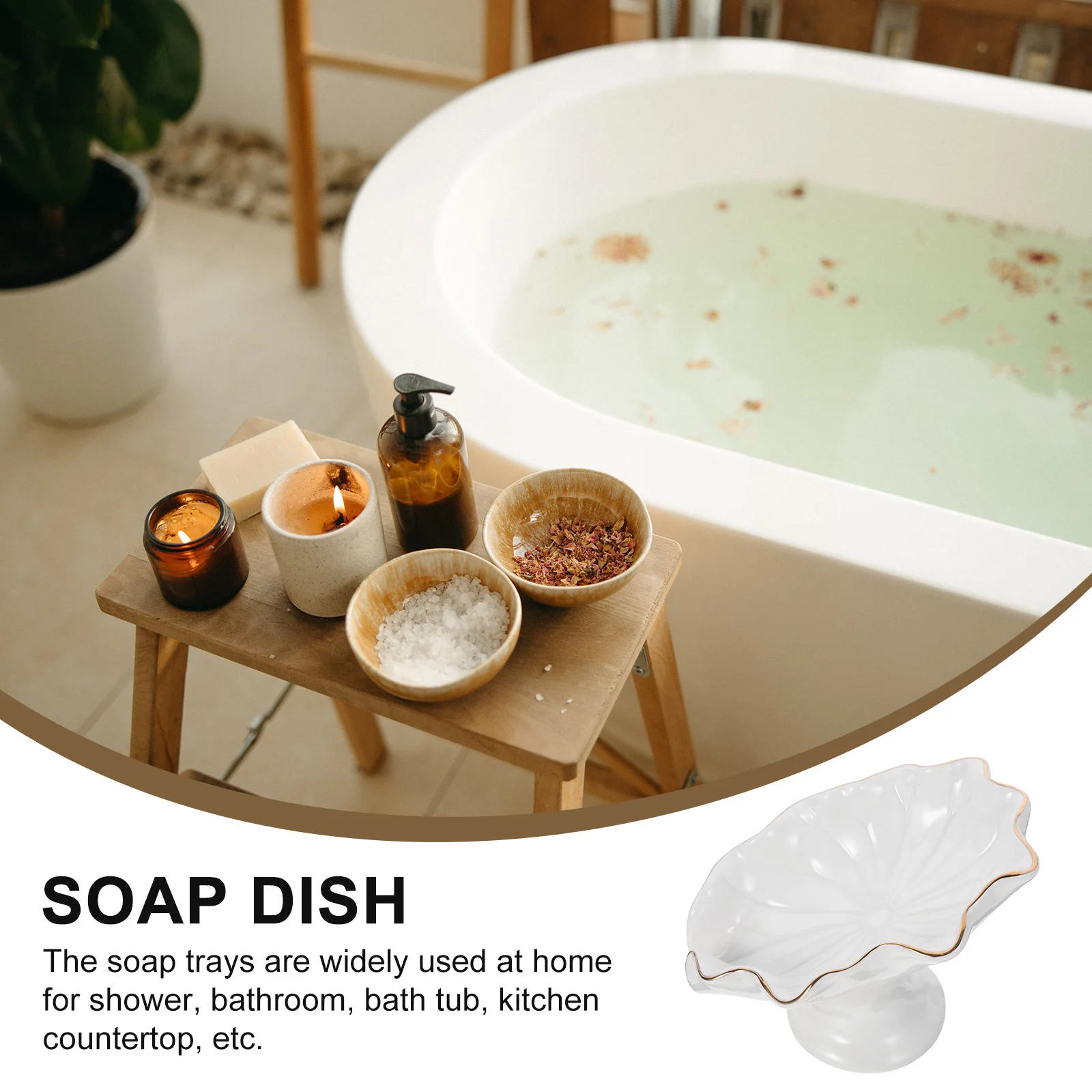 

Draining Soap Dish Ceramic Soap Container Featuring Elegant Lotus Leaf Texture Decorative Bathroom Accessory for Home Hotel Use