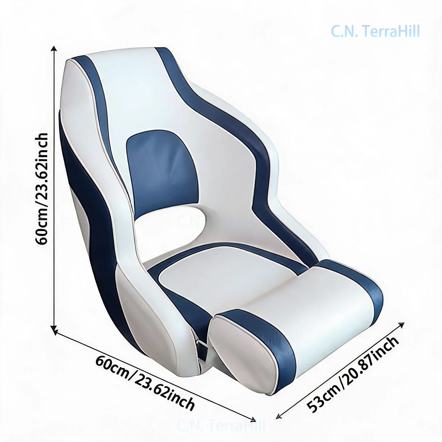 Waterproof PVC Leather Boat Seat with Leg Rest Marine Fishing Chair Deck Boat Replacement Parts Model 86575-6WB