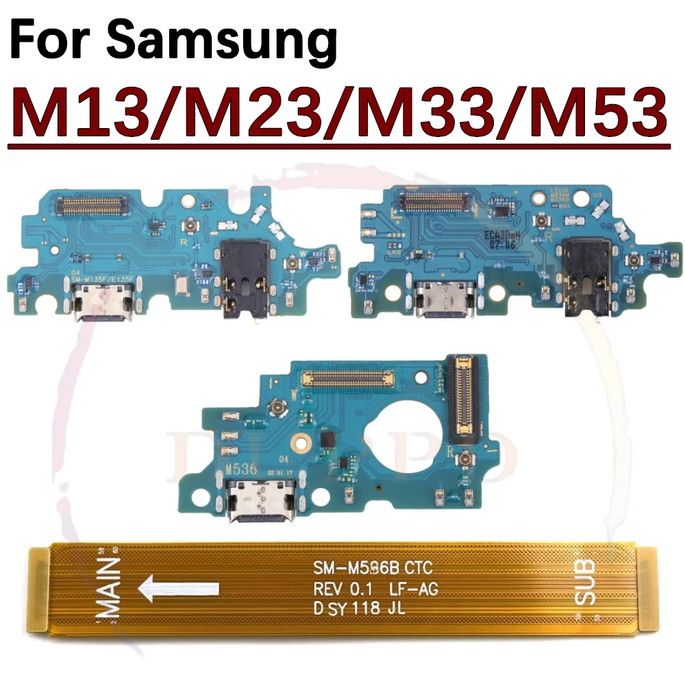 

USB-порт для зарядки, разъем материнской платы, основной гибкий кабель для Samsung Galaxy M53 M33 M23 M13 M536B M336B M236B M135F