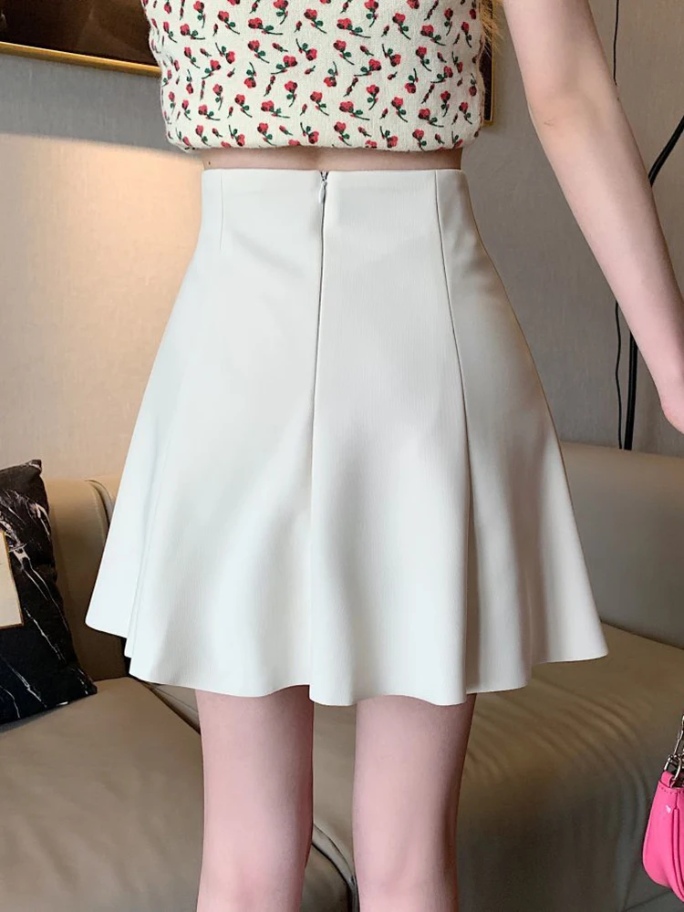 Casual doce uma linha saias femininas de cintura alta moda coreana sexy mini saia feminina chique estilo preppy elegante saias plissadas