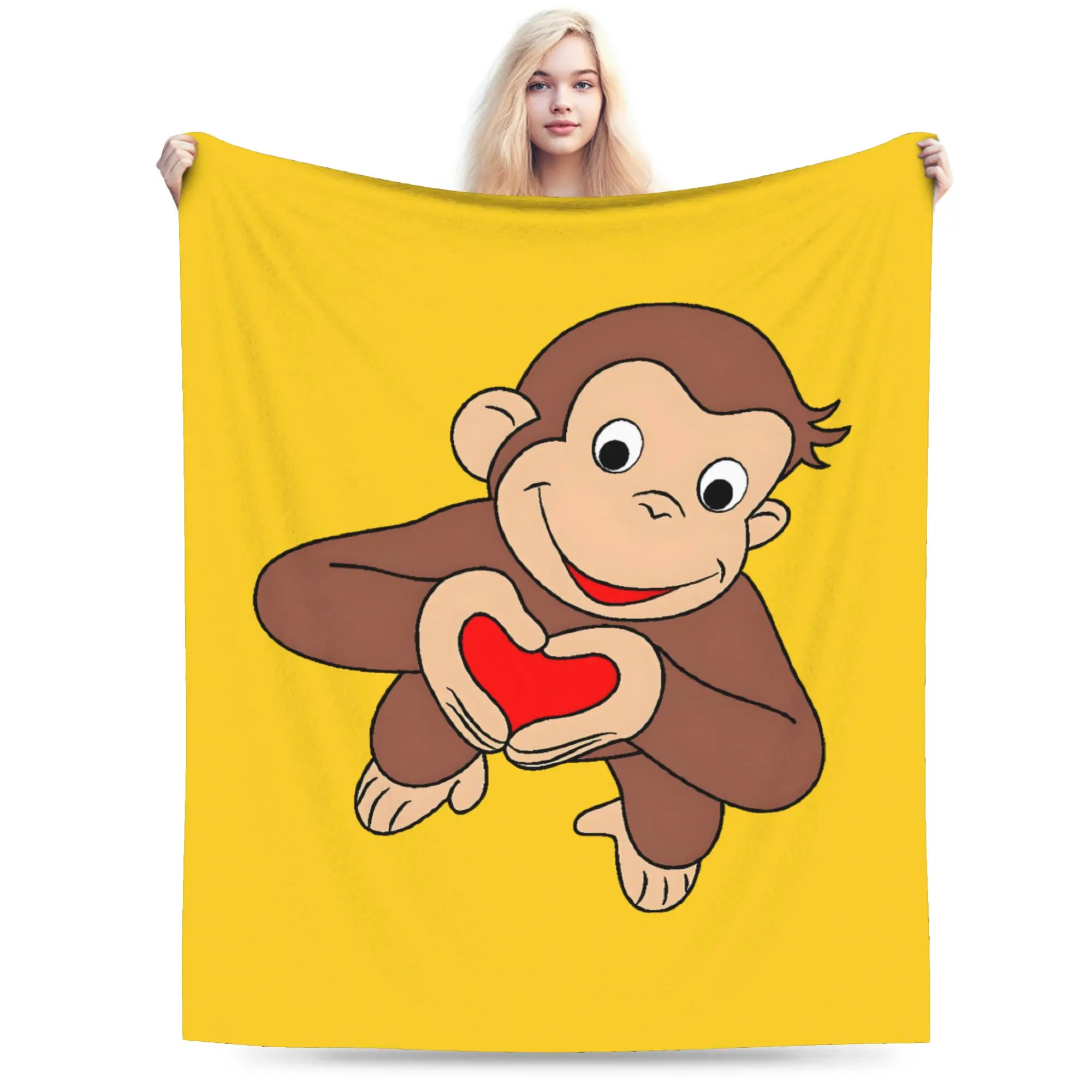 Custom Ultra-Soft Fleece C-Curious G-Georges Throw Blanket Warm Flannel Cartoon  Blankets for Bedding Office Couch Quilt