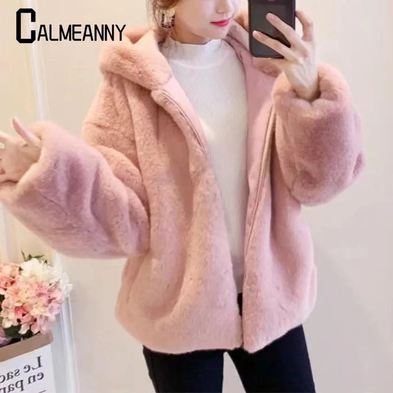 Women's Clothing 2024 Autumn Winter Solid Color Zipper Hooded Cardigan Long Sleeve Coats Casual Fashion Flattering Tops