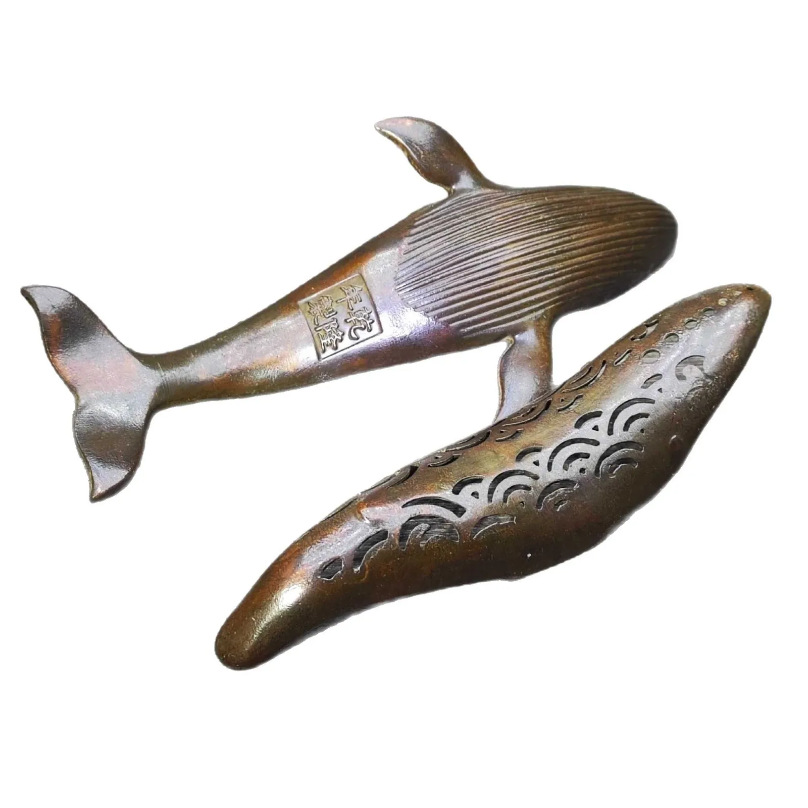 Countryside Antiques Miscellaneous Whale Aromatherapy Burner Incense Burner Casting Line Painting Home Whale Ornament