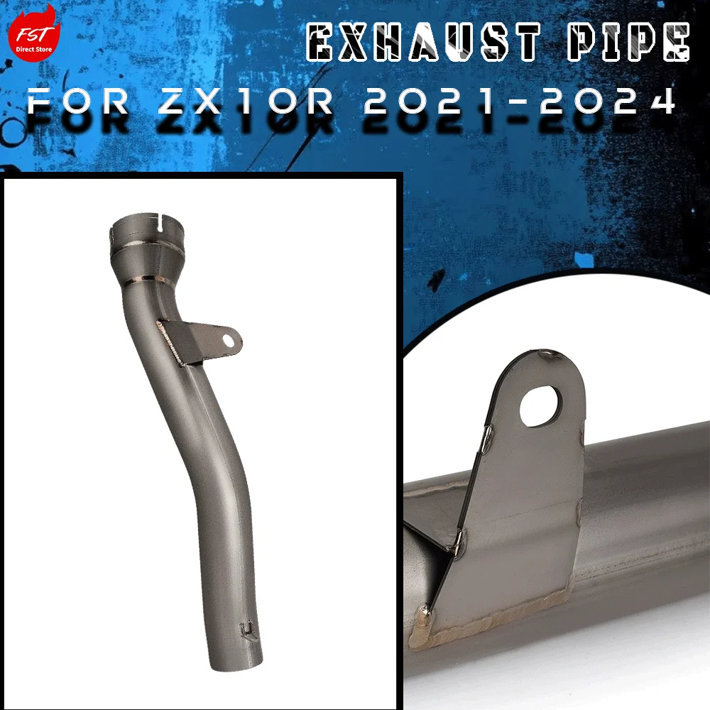 Titanium Mid Pipe Exhaust for ZX10R, Matches OEM Rear Section, 2021-2024, No Modification Installation