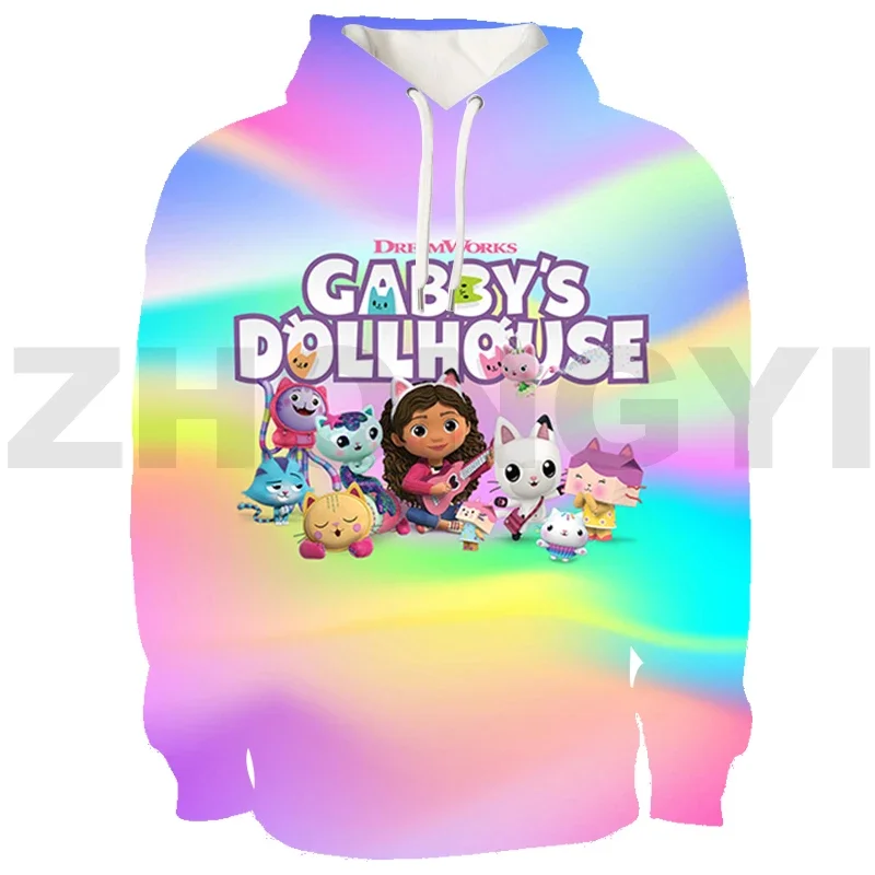 Fashion Gabby's Doll House Oversized Hoodie Cosplay Costume 3D Gabbys Dollhouse Women Clothes Cartoon Printed Pullover Sudaderas