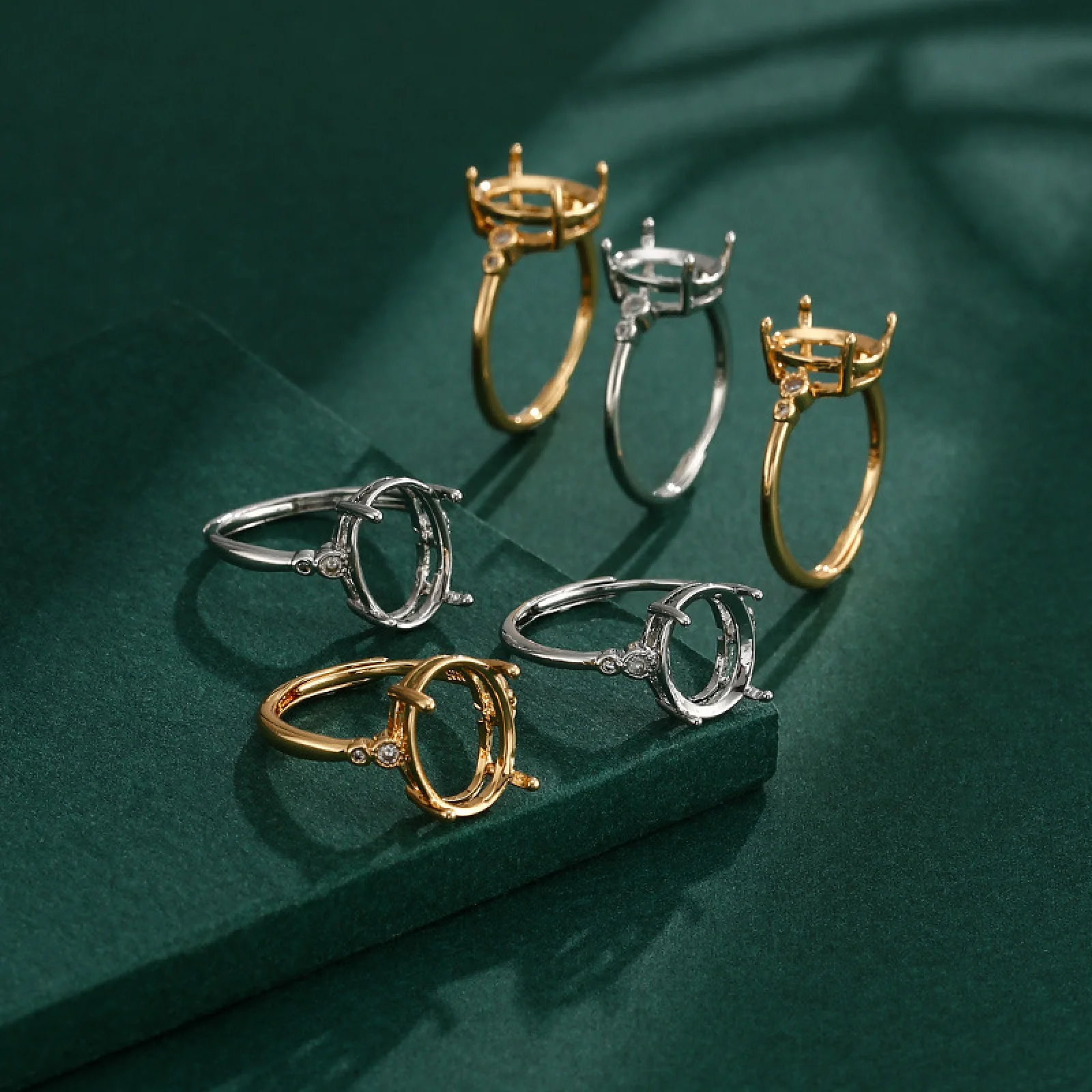 

2Pcs/lot Adjustable Blank Copper Ring Base Oval Gemstone Ring Cabochon Setting DIY Jewelry Making Gift For Women