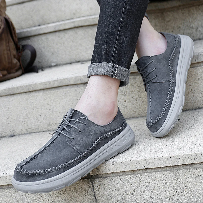 HKDQ moda scarpe Casual gialle per uomo scarpe da ginnastica da uomo in pelle scamosciata traspirante di alta qualità con lacci alla moda scarpe da uomo antiscivolo