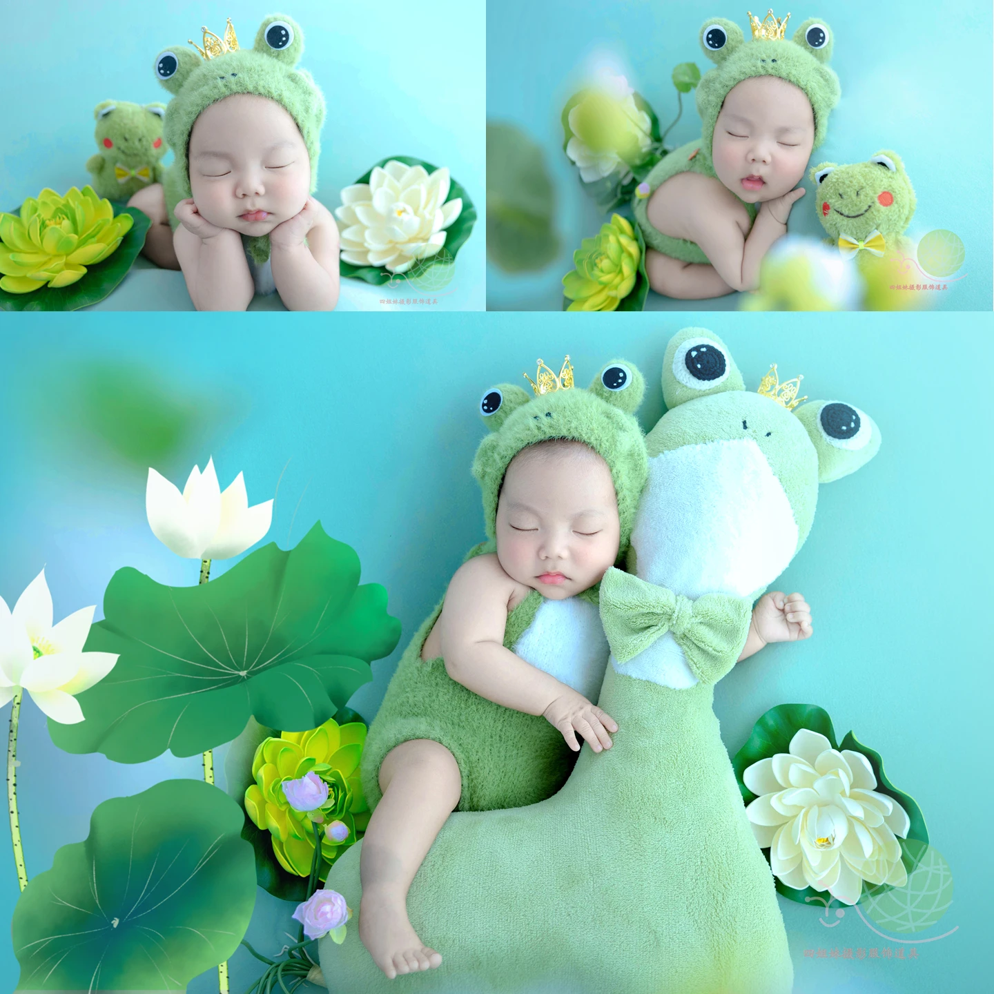 

Newborn Photography Props Cute Green Frog Outfit Background Blanket Posing Doll Decor Accessories for Baby Studio Photoshoot
