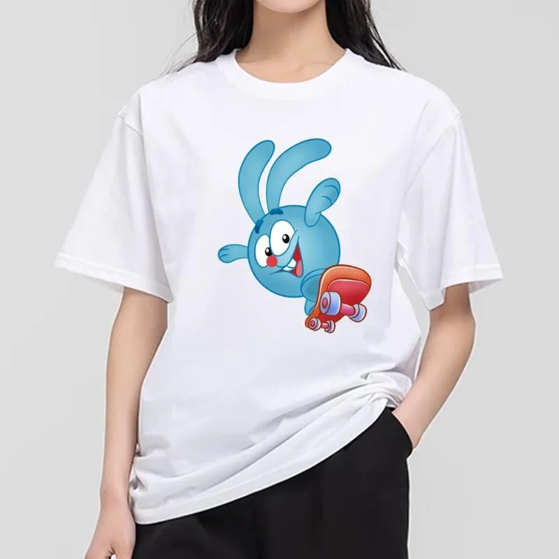 K-Kikoriki Cartoon T Shirt Women Couple Combination Clothes Short Sleeve Collar Fashion T-shirt Man Cotton