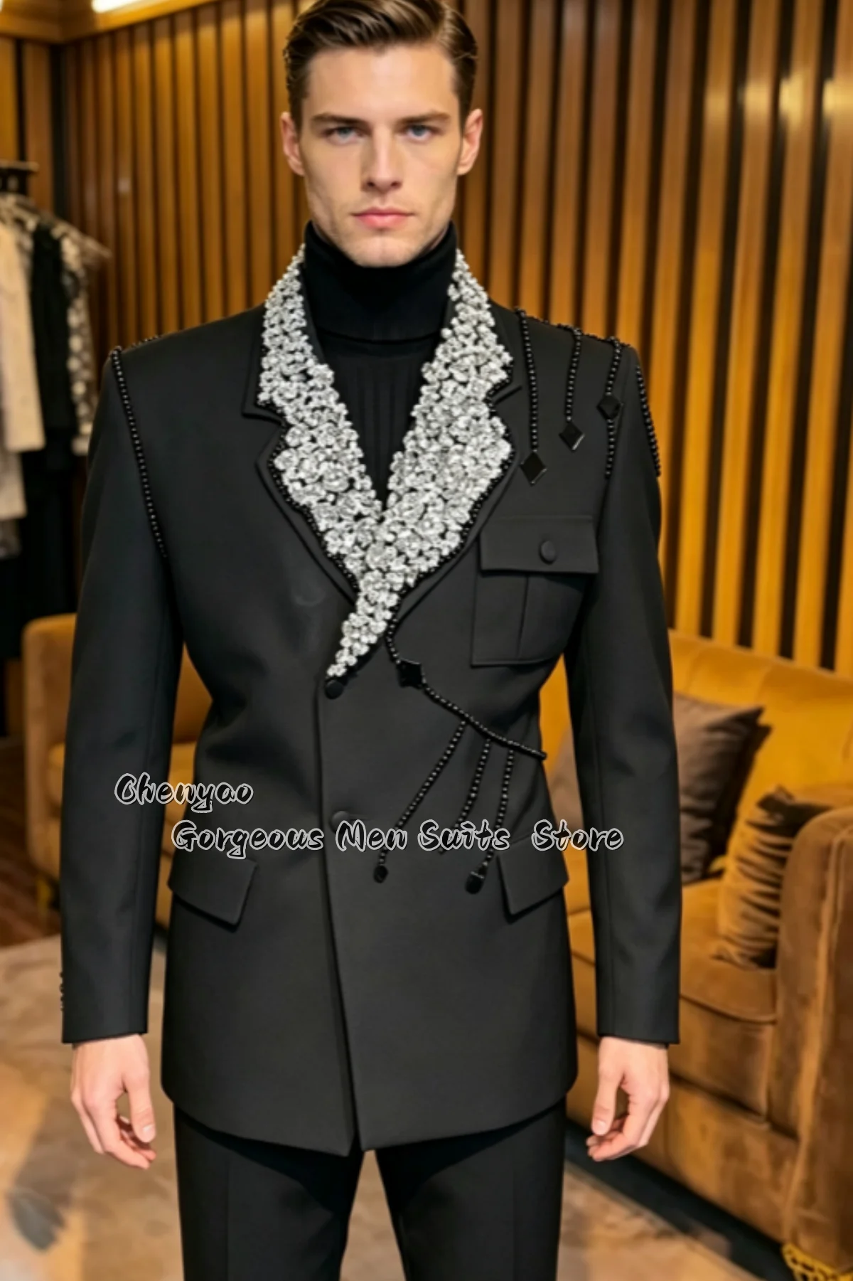고급 디자이너 남성 정장, 반짝이는 다이아몬드 비즈 장 - Men'S Grooming Jacket 리뷰 및 가격