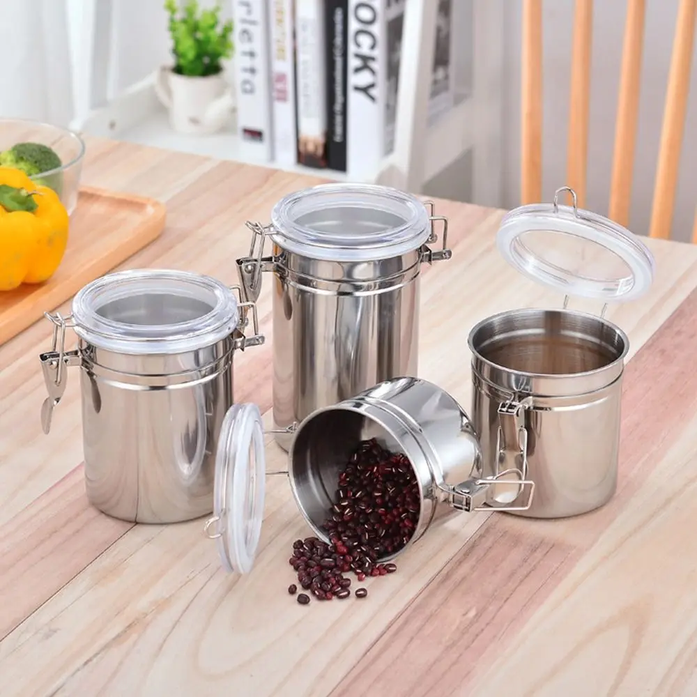 1Pcs Stainless Steel Airtight Sealed Canister Coffee Flour Sugar Tea Container Holder Storage Bottles for Food Storage Box