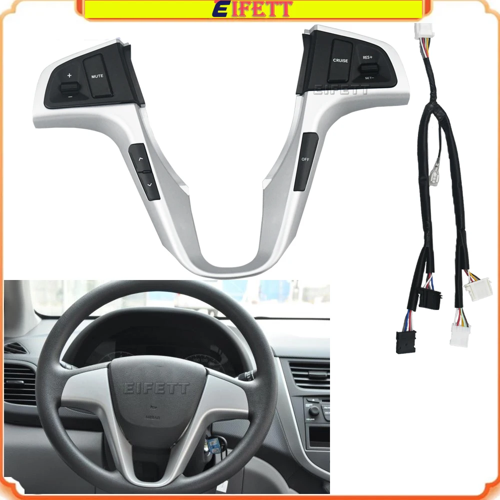 

New Volume Control Cruise Control Blue Backlight Switch Steering Wheel Button For Hyundai VERNA SOLARIS 2010-2015