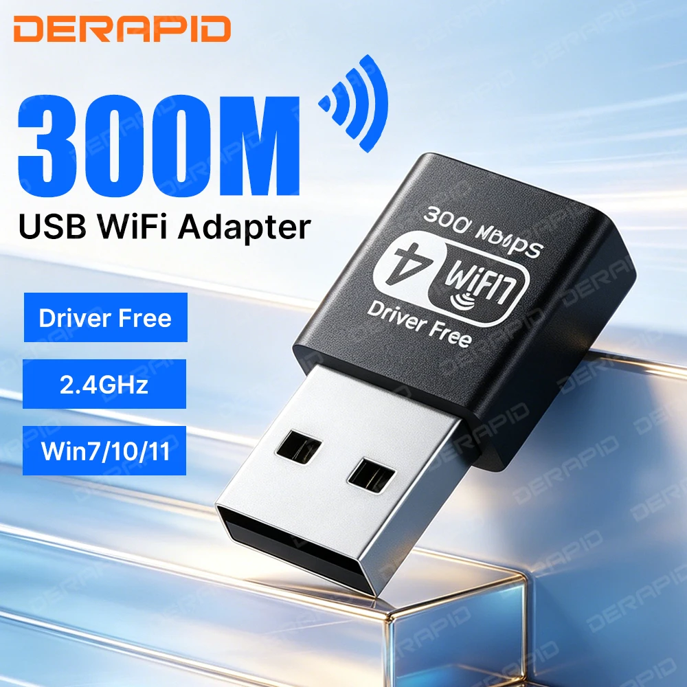 

USB-адаптер Wi-Fi с поддержкой дальнего действия, 300 Мбит/с, двухдиапазонный 2,4G/8192FM, беспроводная сетевая карта для ПК, ноутбуков, настольных компьютеров, мини-донгл для Win7/10/11