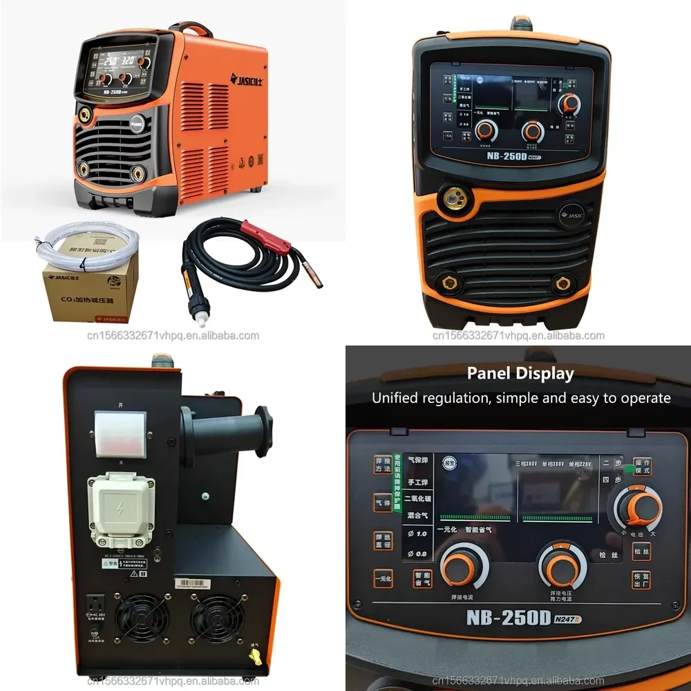 【2026 Alta Calidad】 JASIC NB 250D 250 AMP 220V Monofásico/Trifásico 380V Inversor IGBT 2 en 1 Acero Inoxidable MAG MMA MIG