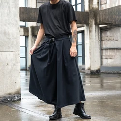 Japanese Streetwear Baggy Fashion Casual Wide Leg Pants Men Punk Hip Hop Skirt Pants Black Harem Trousers Men's Culottes Unisex