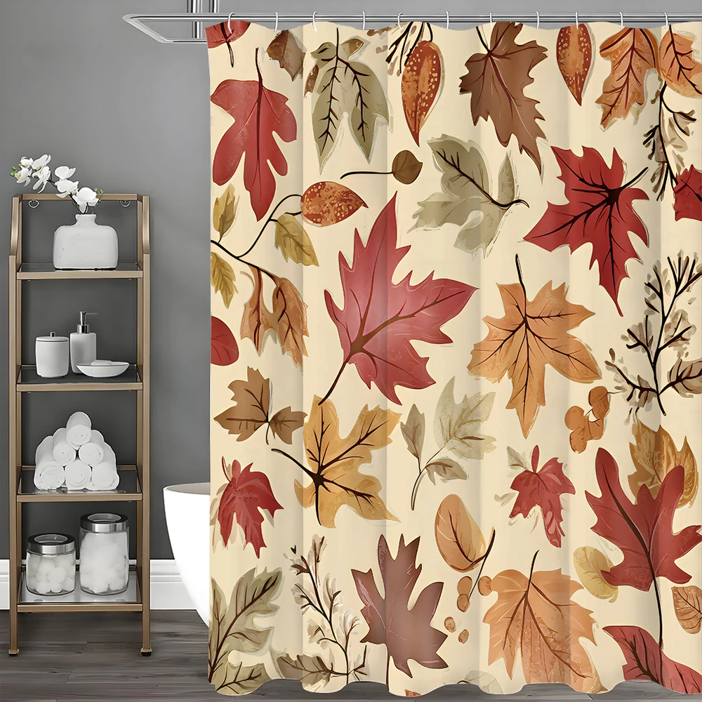 

Осенняя занавеска для душа из кленового листа, декоративная занавеска для душа в ванной комнате, водонепроницаемая занавеска для душа с крючками
