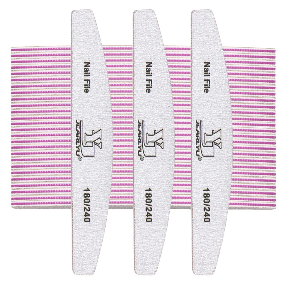 5/10/25/50Pcs Half Moon Nagel Dateien 180/240Grit Professionelle Robuste Maniküre Pediküre Werkzeug sanfte Gestaltung Nagel Pflege DIY Werkzeuge